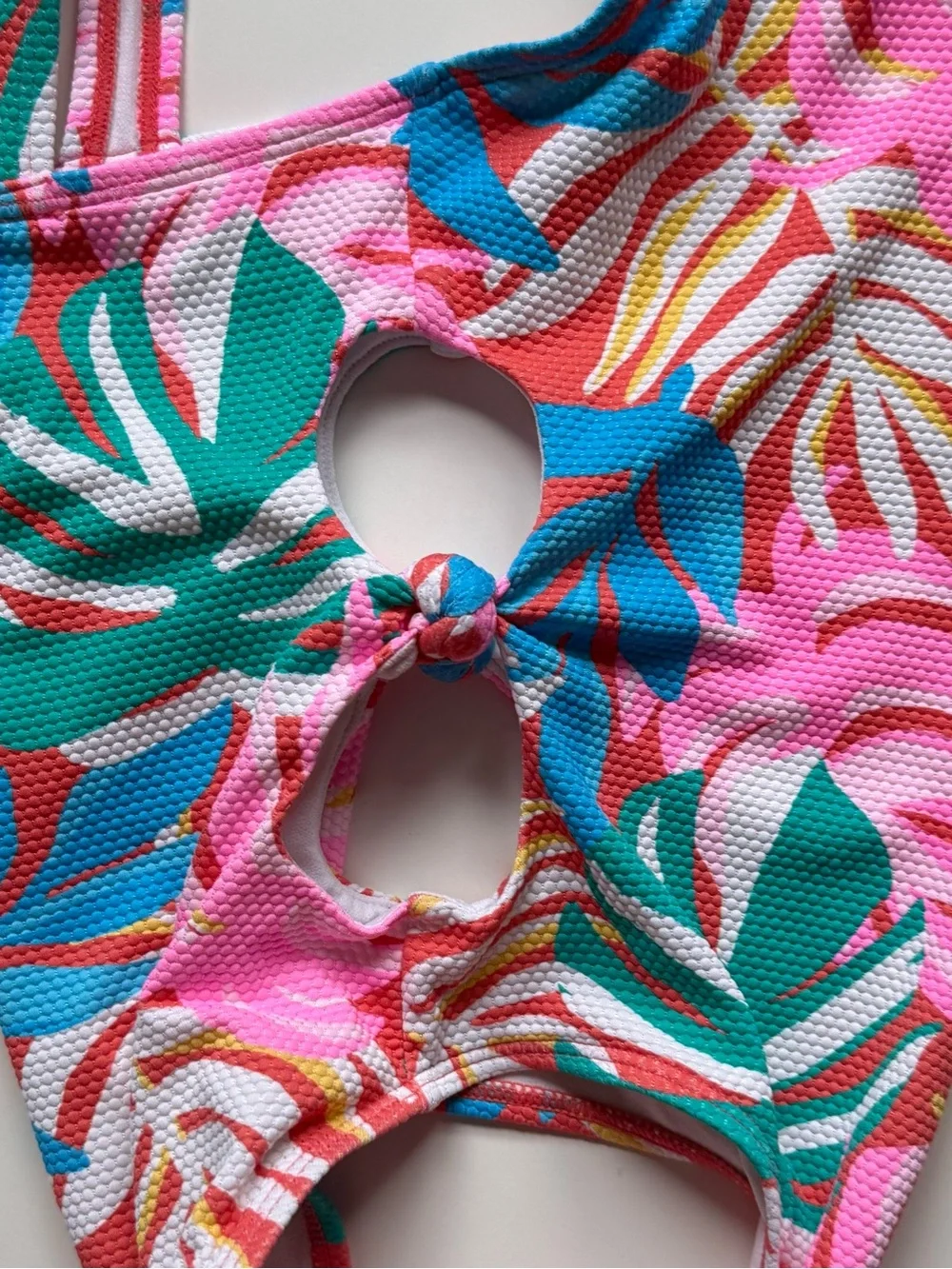 Cat & Jack Girls Multicolor Tropical Leaf One-Piece Swimsuit - Size M (7/8)
